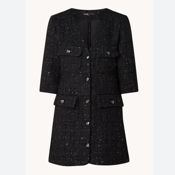 Maje Rollysama Glitter Black Tweed Dress - Picture 4 of 4